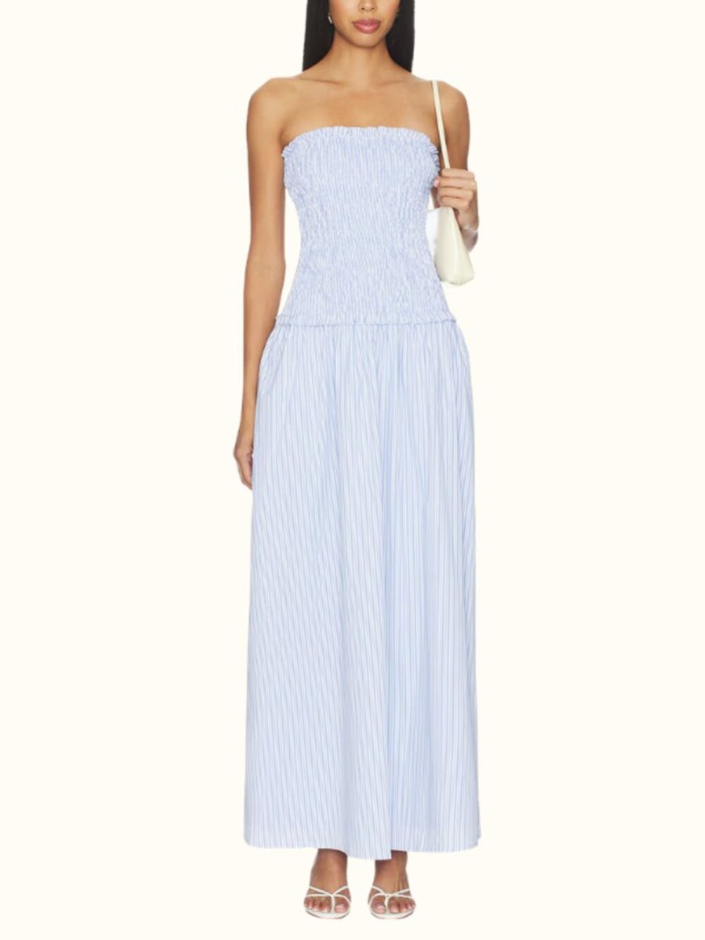 More to Come Drop Waist Striped Strapless Maxi Dress